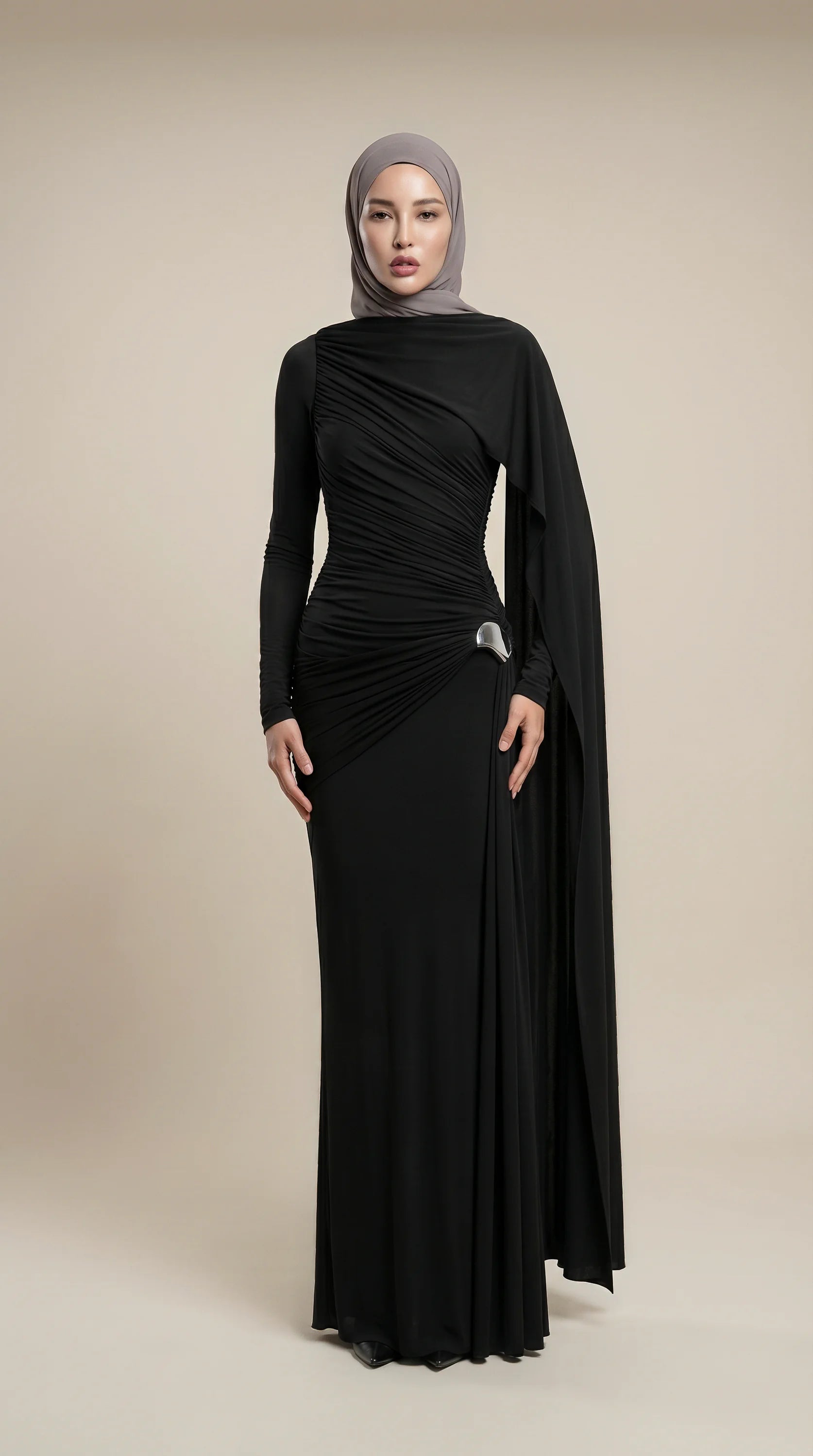 GALA-LUXE Sculpted Drape Dress Pink / XL
