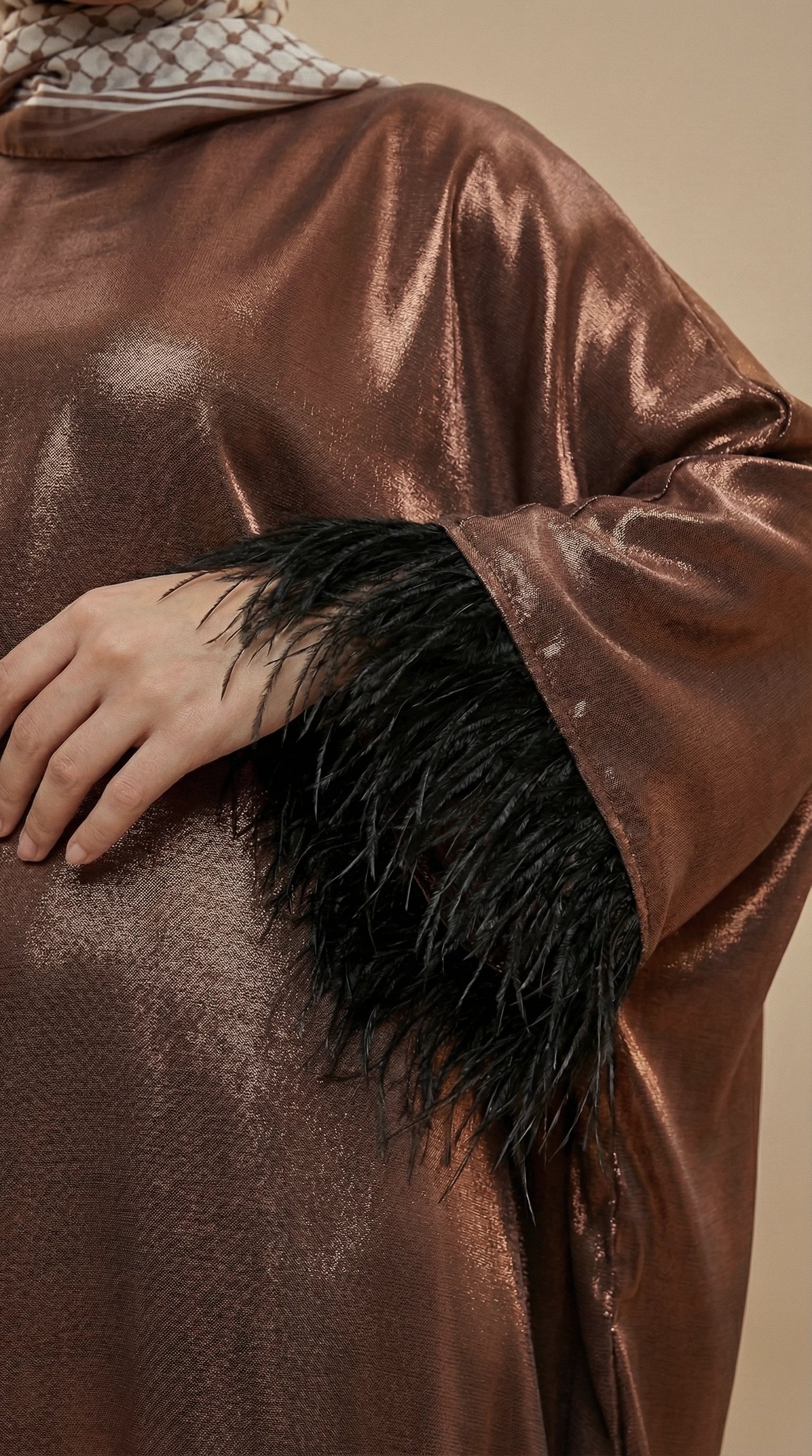 GALA-LUXE™ Feather Cuff Abaya