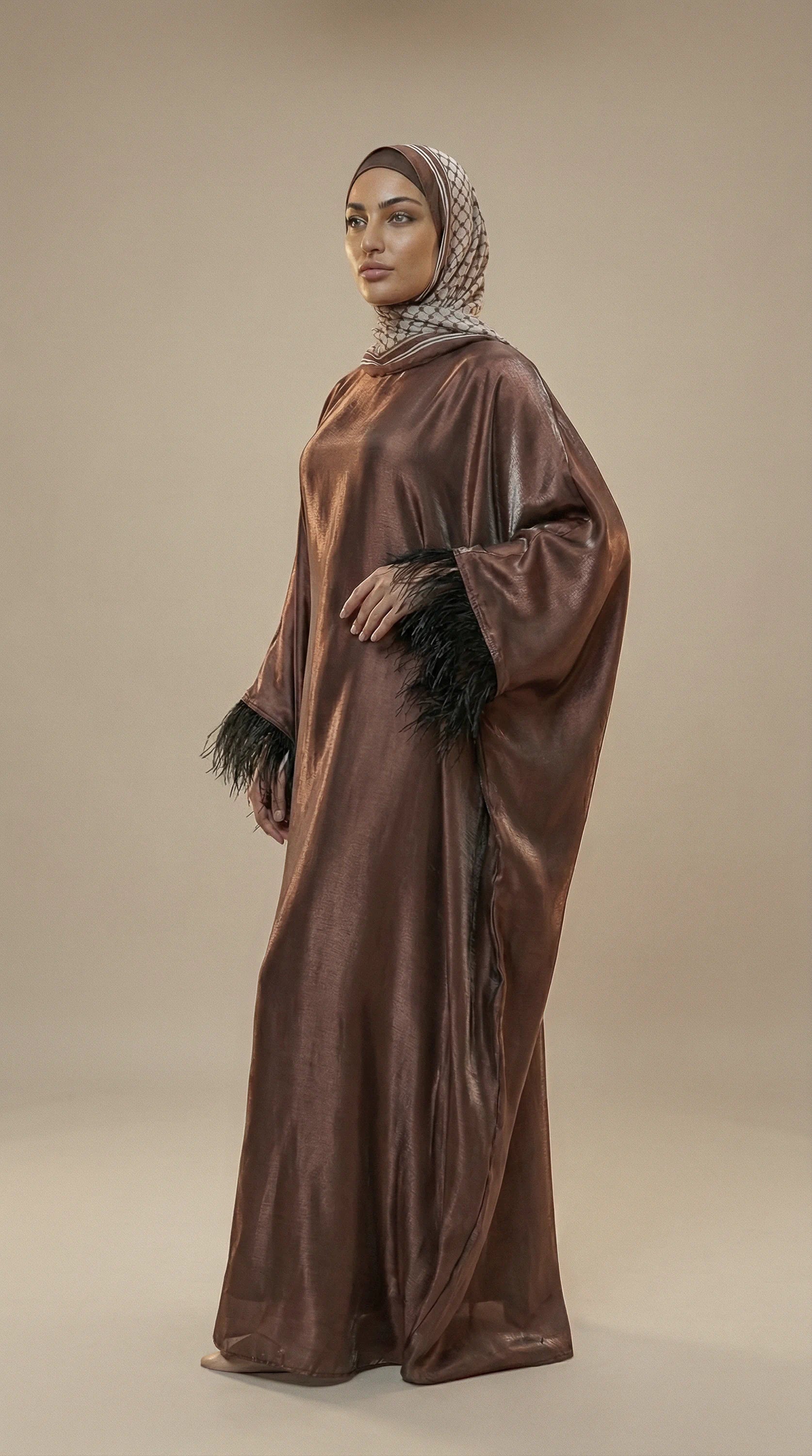 GALA-LUXE™ Feather Cuff Abaya