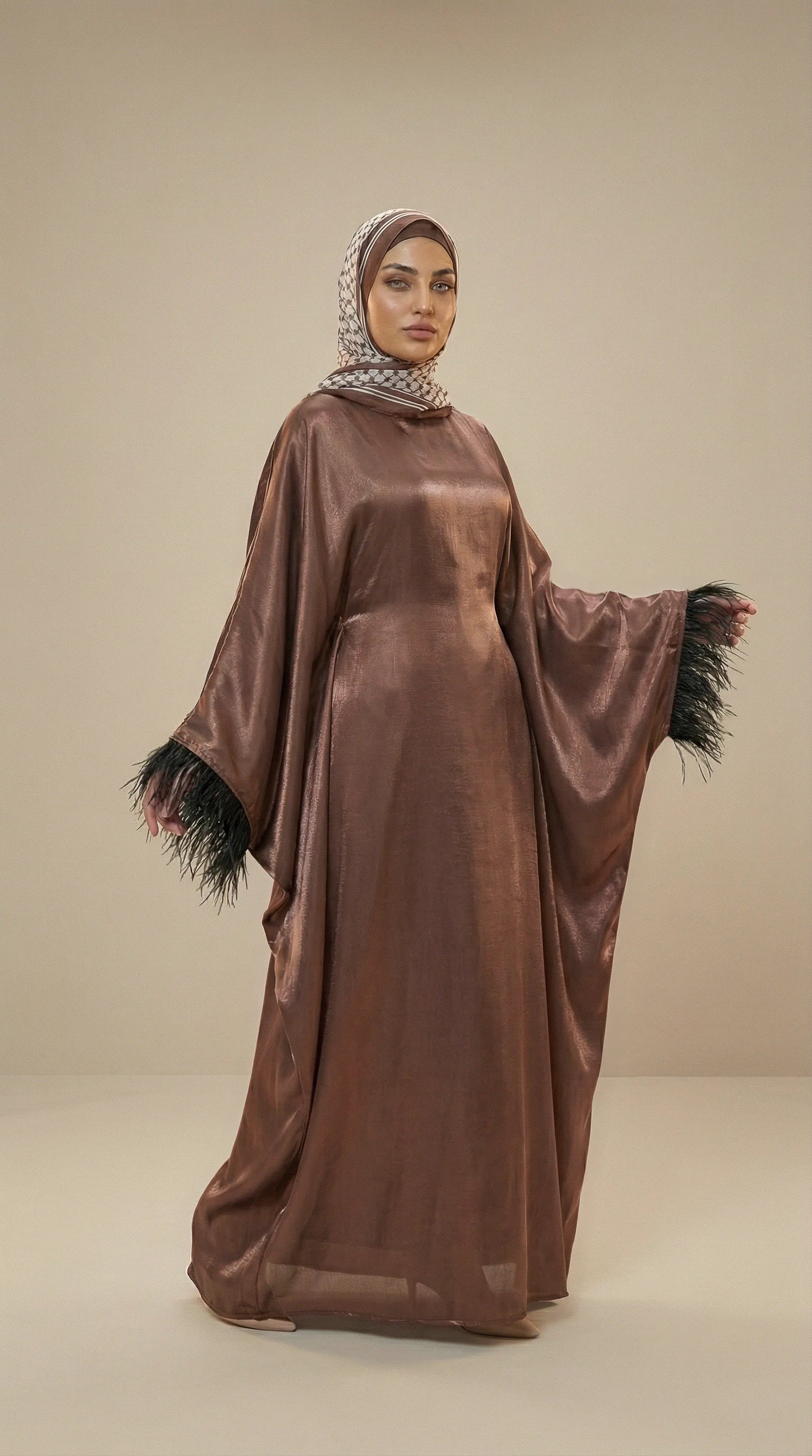 GALA-LUXE™ Feather Cuff Abaya