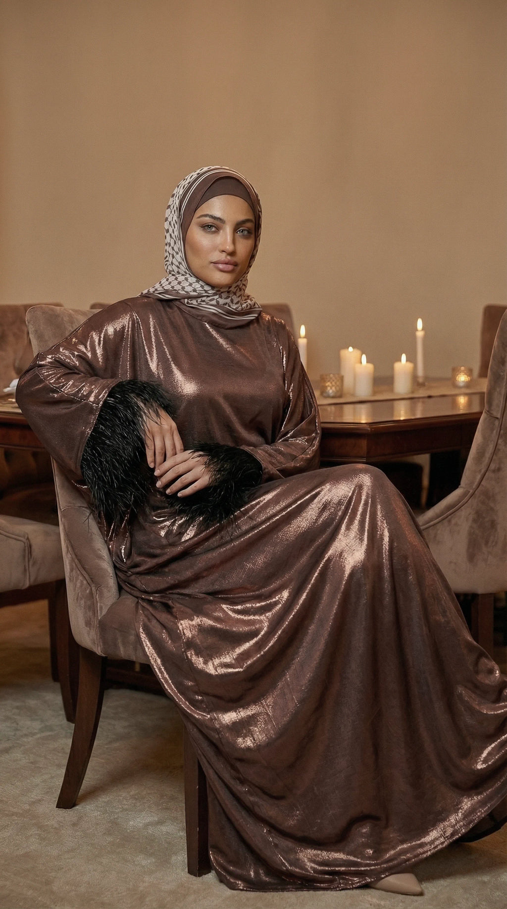 GALA-LUXE™ Feather Cuff Abaya