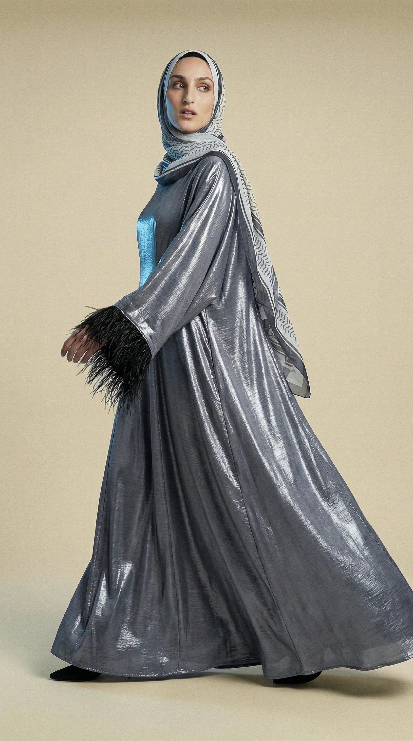 GALA-LUXE™ Feather Cuff Abaya