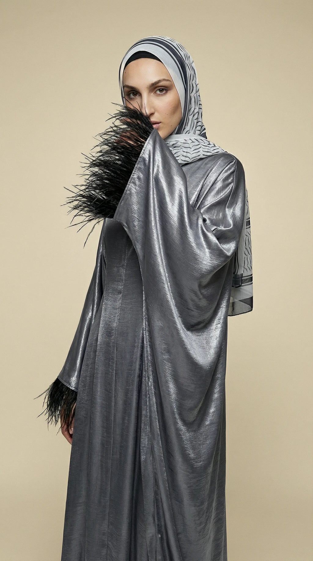 GALA-LUXE™ Feather Cuff Abaya