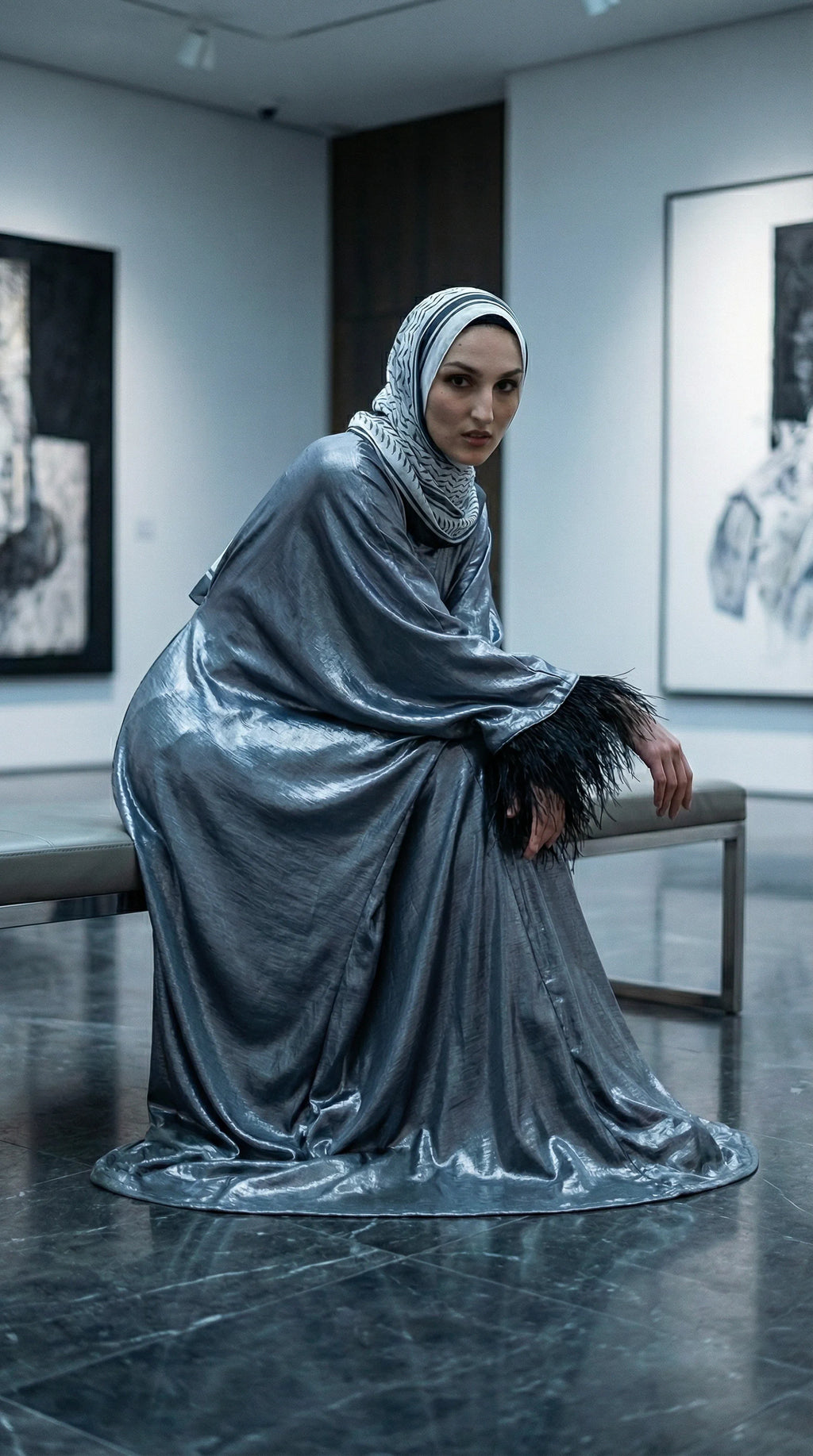 GALA-LUXE™ Feather Cuff Abaya