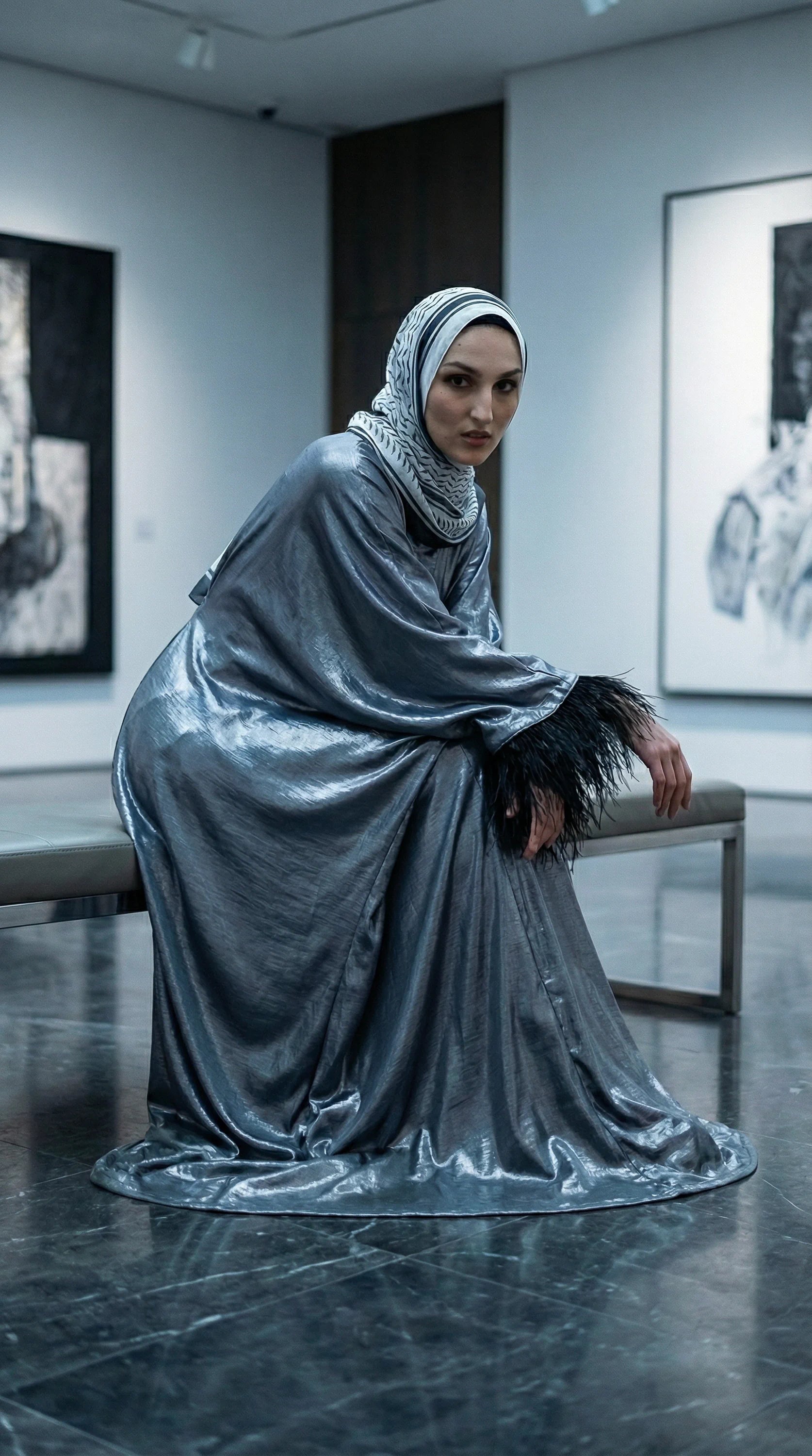 GALA-LUXE™ Feather Cuff Abaya