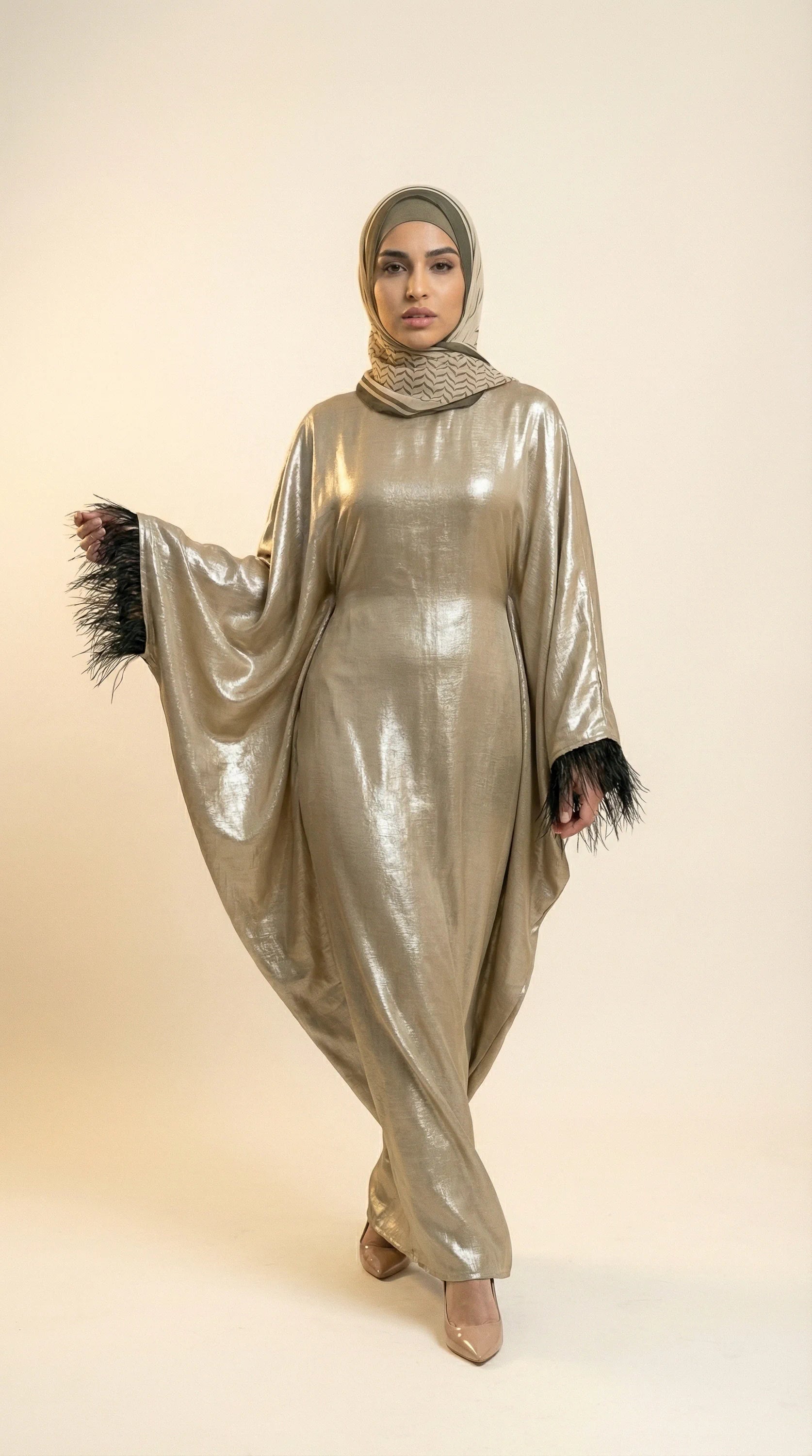 GALA-LUXE™ Feather Cuff Abaya