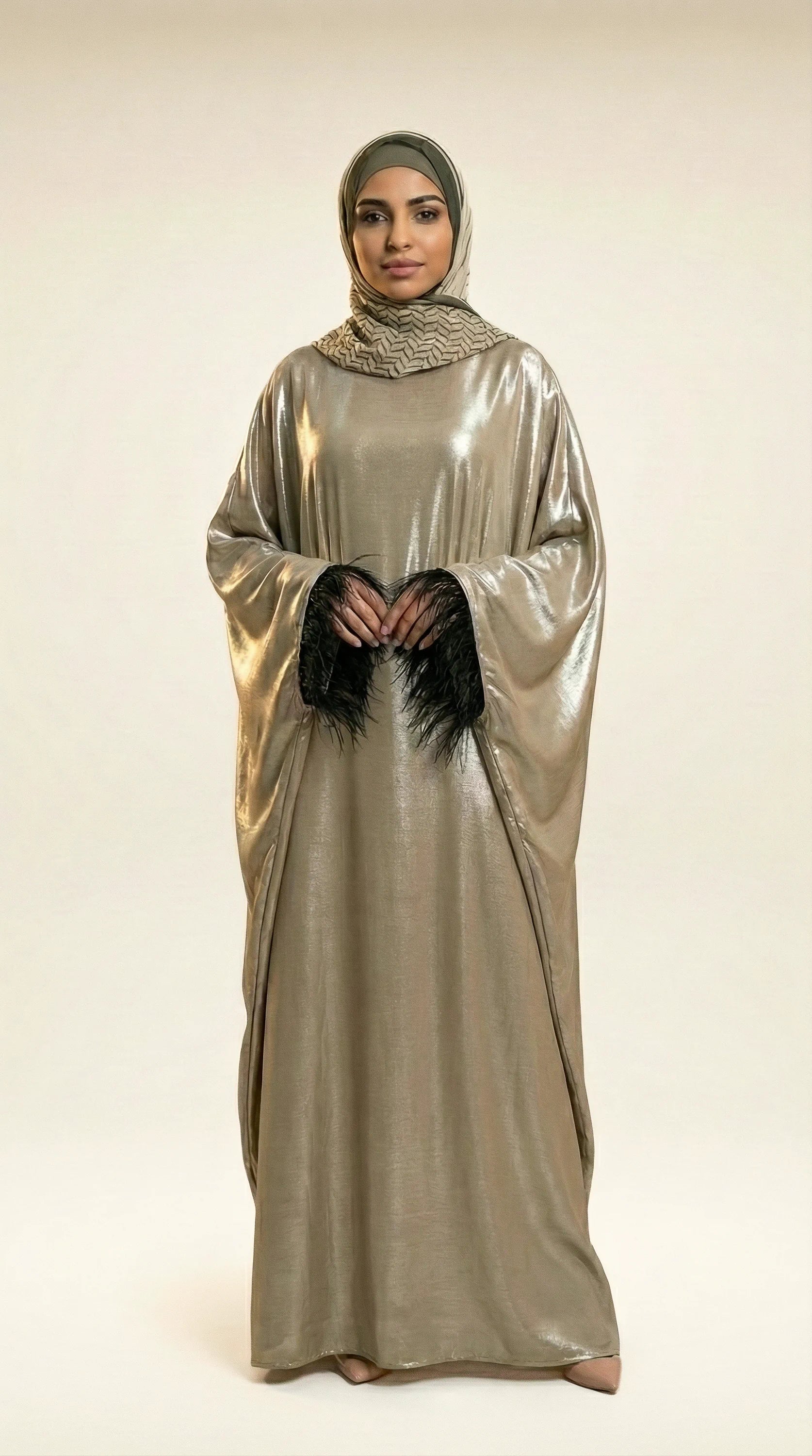 GALA-LUXE™ Feather Cuff Abaya