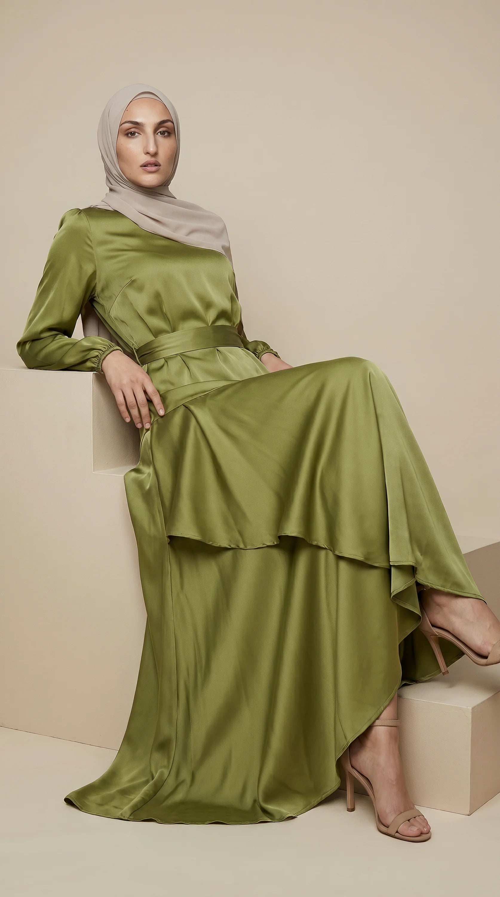 GALA-LUXE™ Satin Cascade Dress