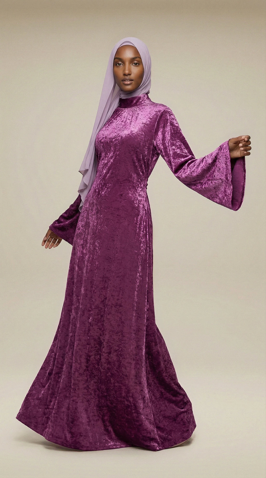 GALA-LUXE™ Satin Veil Sleeve Abaya