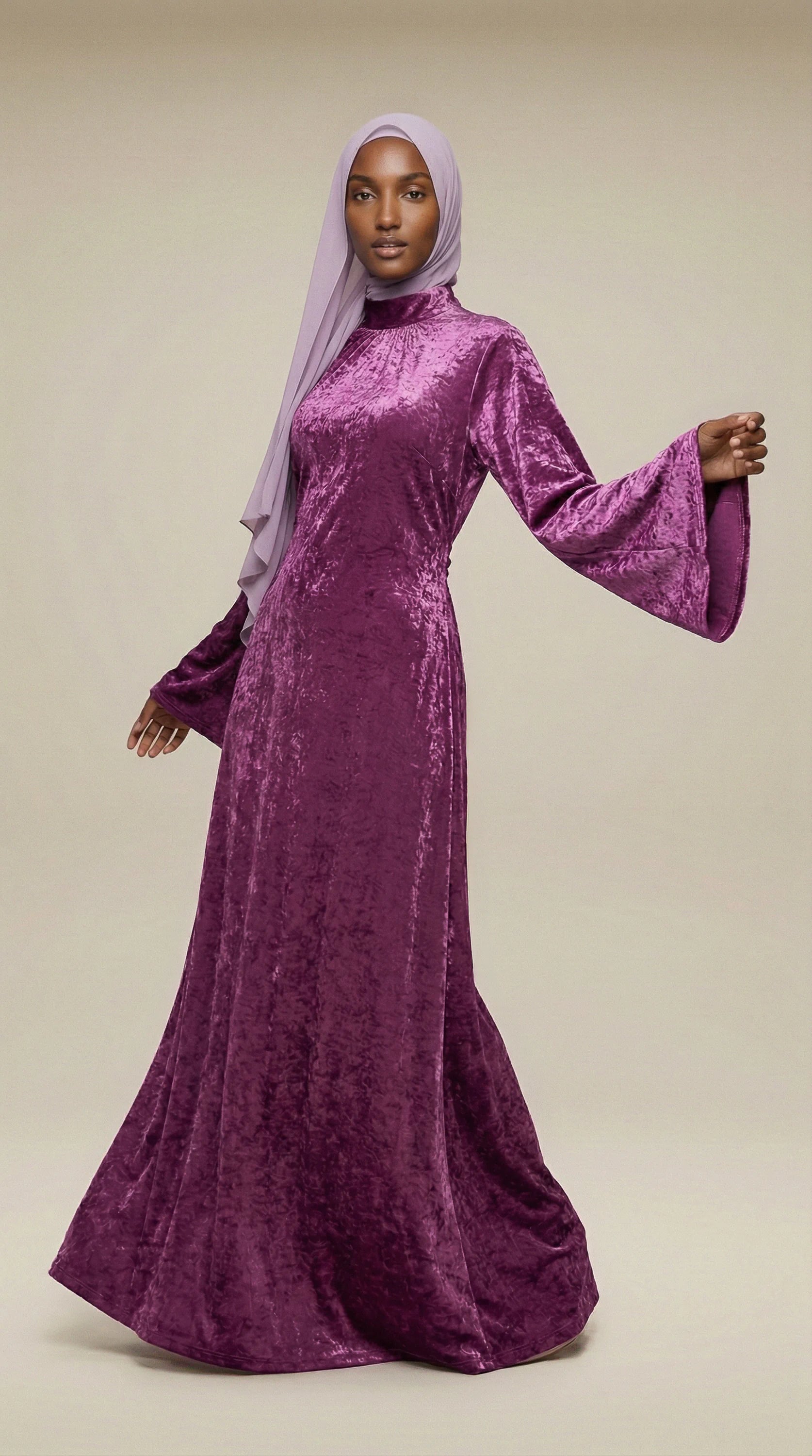 GALA-LUXE™ Satin Veil Sleeve Abaya