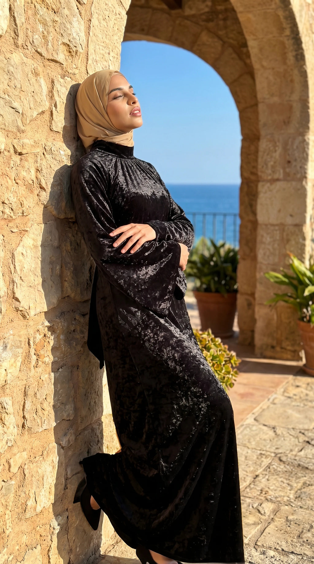 GALA-LUXE™ Satin Veil Sleeve Abaya