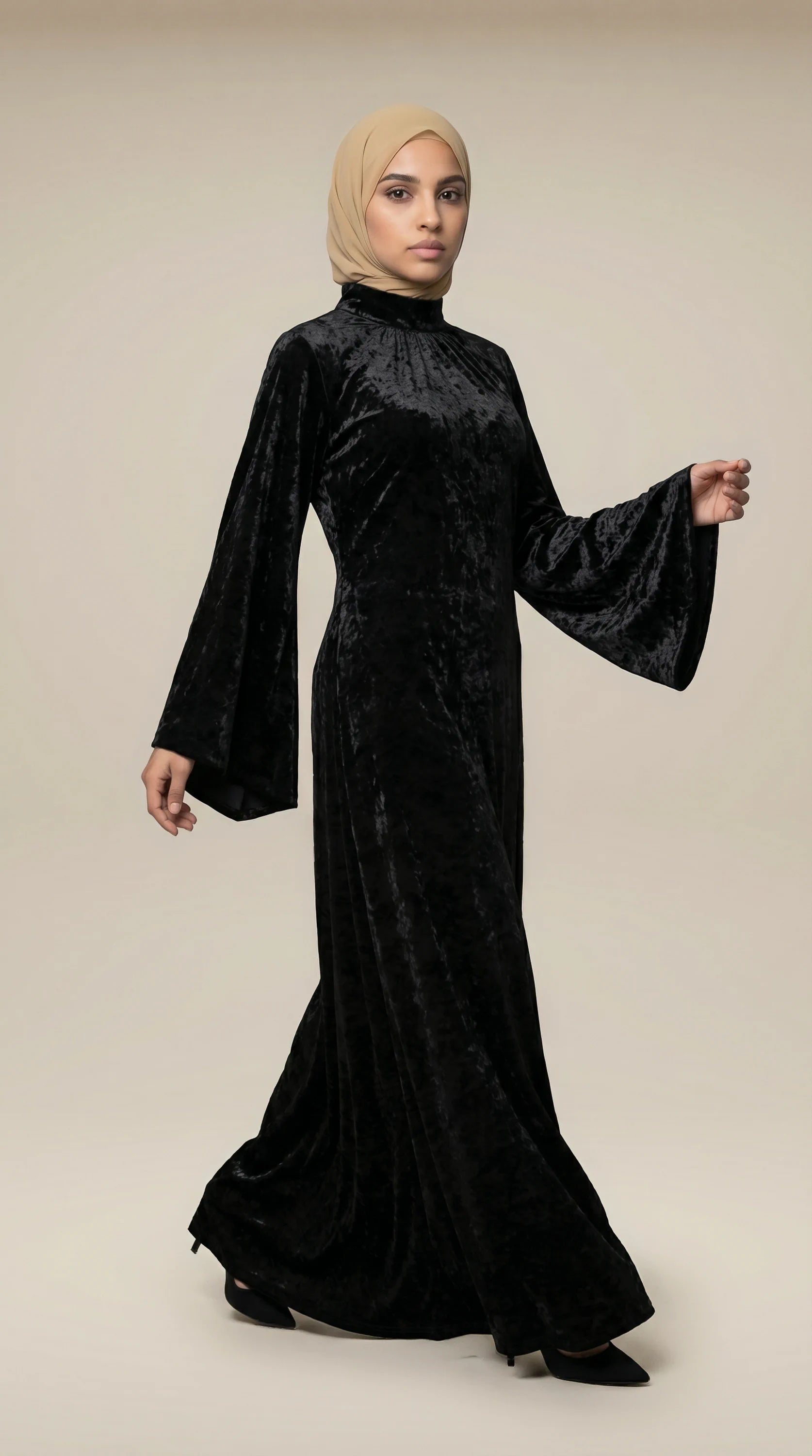 GALA-LUXE™ Satin Veil Sleeve Abaya
