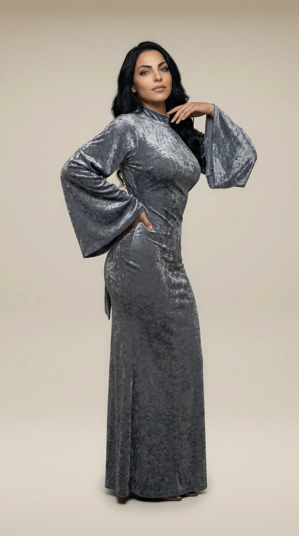 GALA-LUXE™ Satin Veil Sleeve Abaya