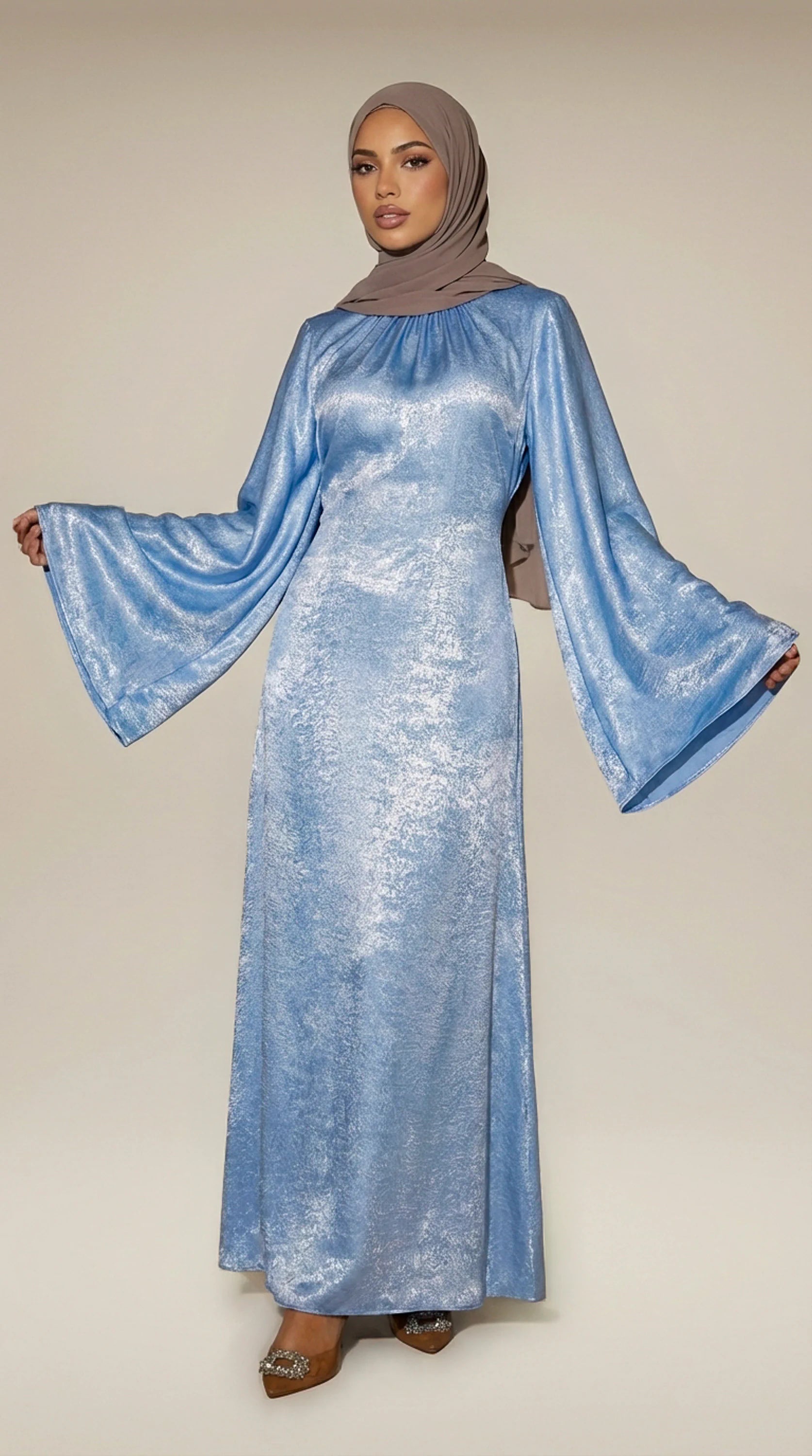 GALA-LUXE™ Satin Veil Sleeve Abaya