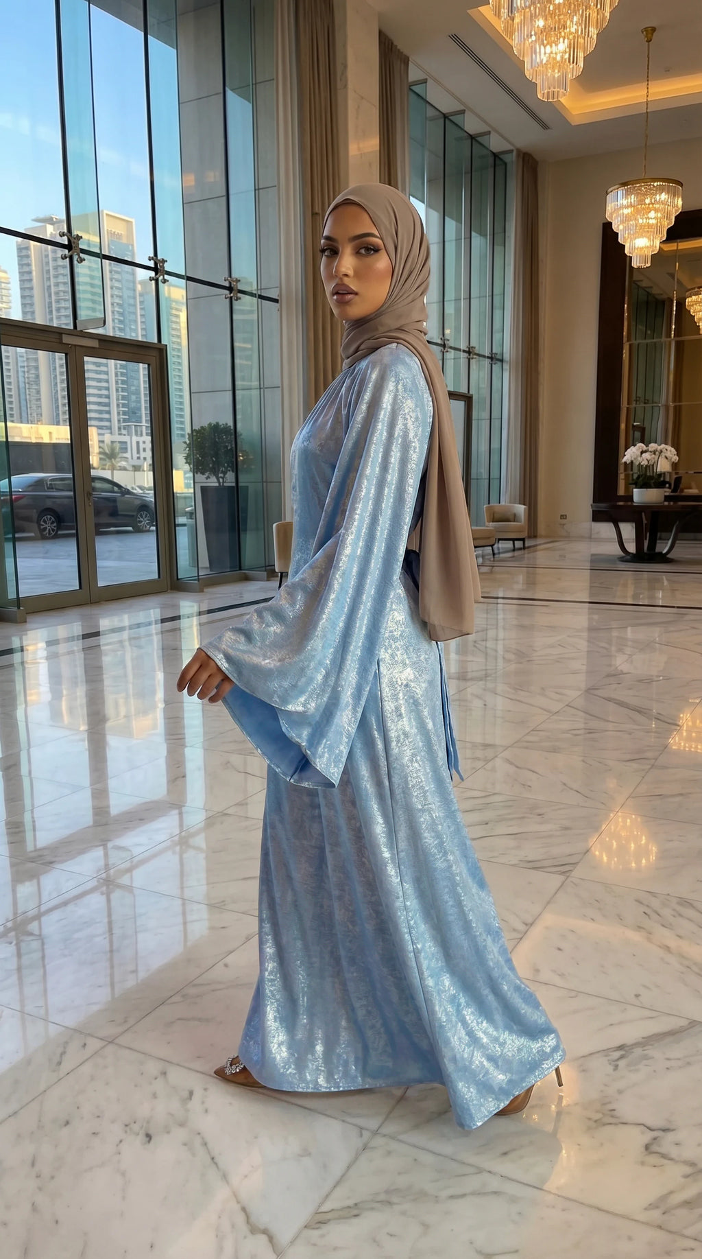 GALA-LUXE™ Satin Veil Sleeve Abaya