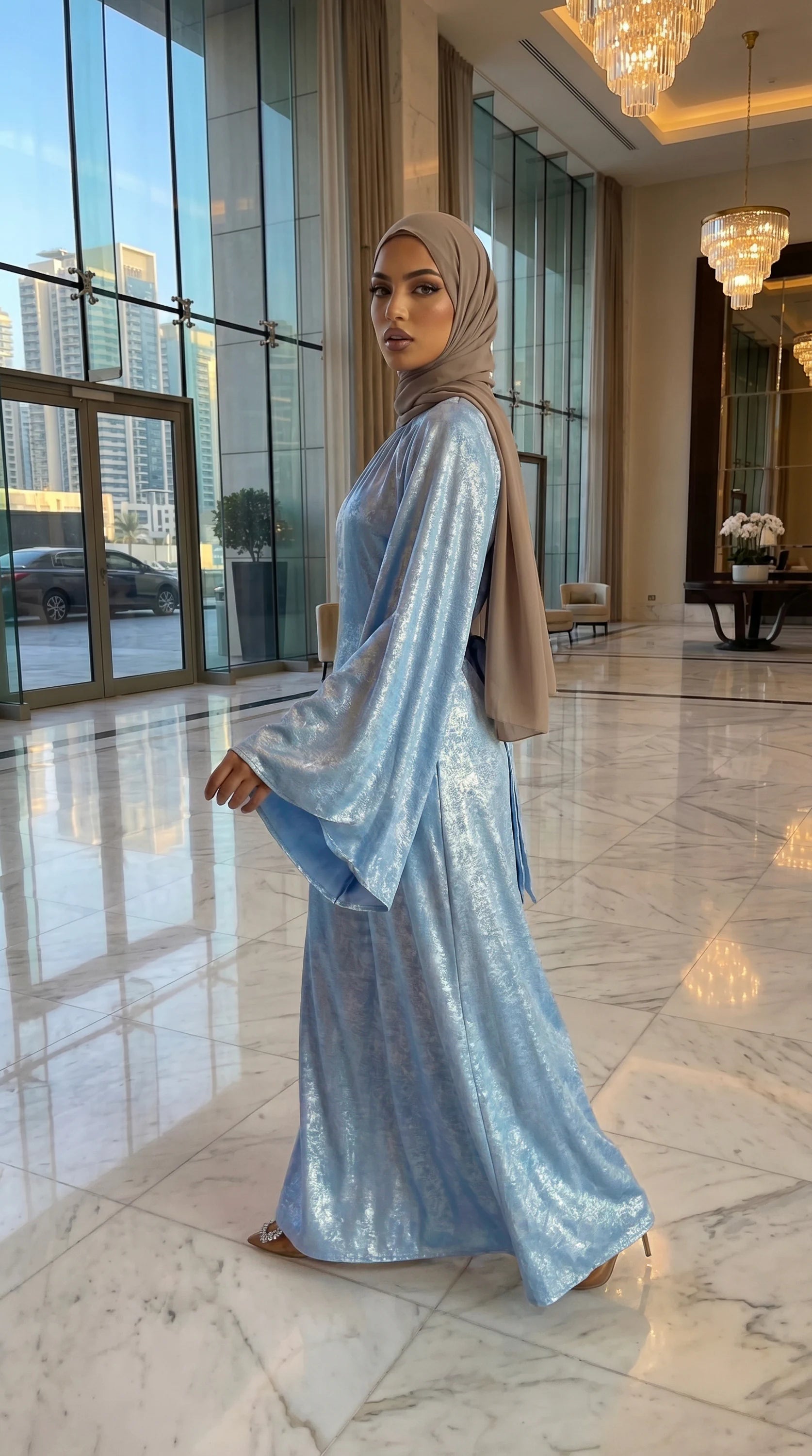 GALA-LUXE™ Satin Veil Sleeve Abaya