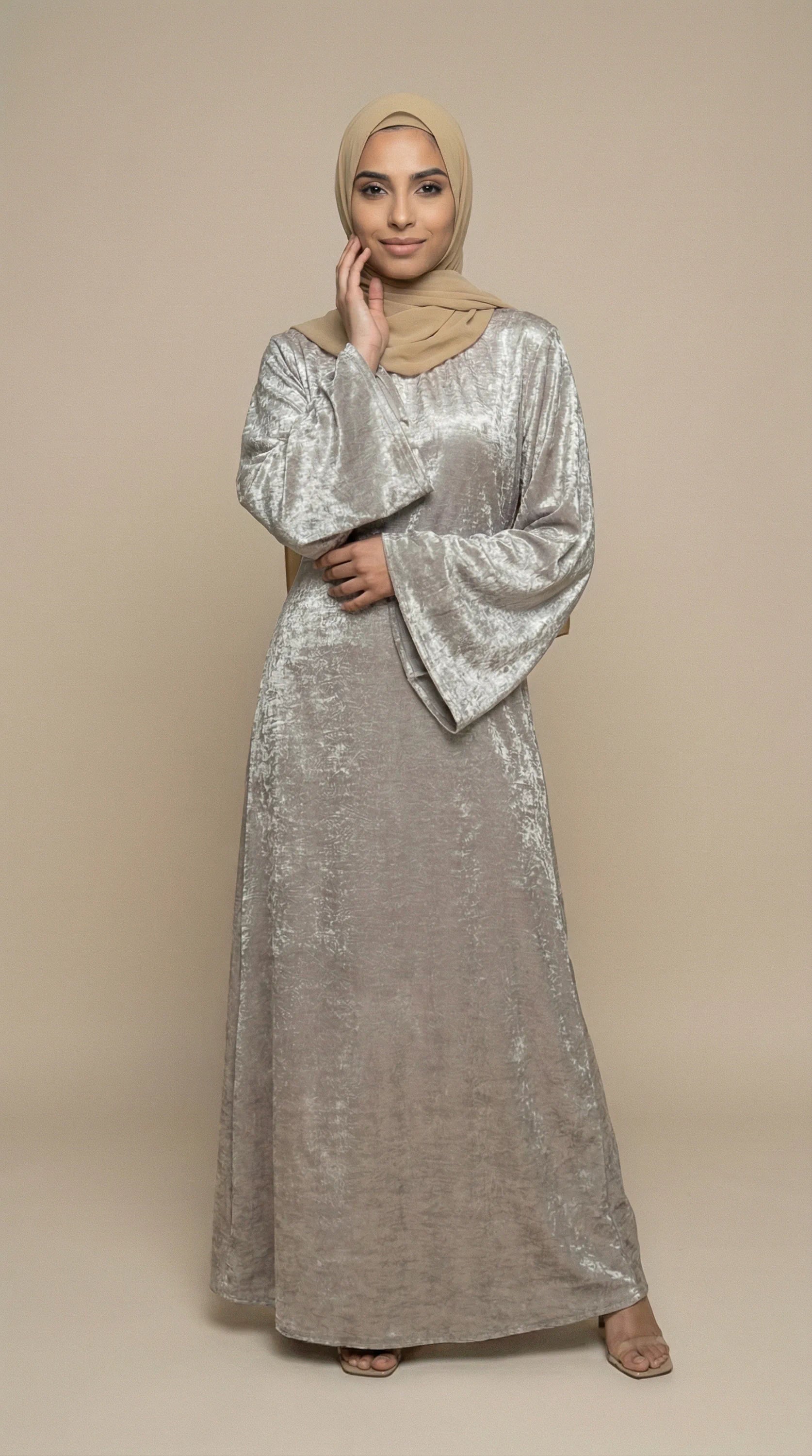 GALA-LUXE™ Satin Veil Sleeve Abaya