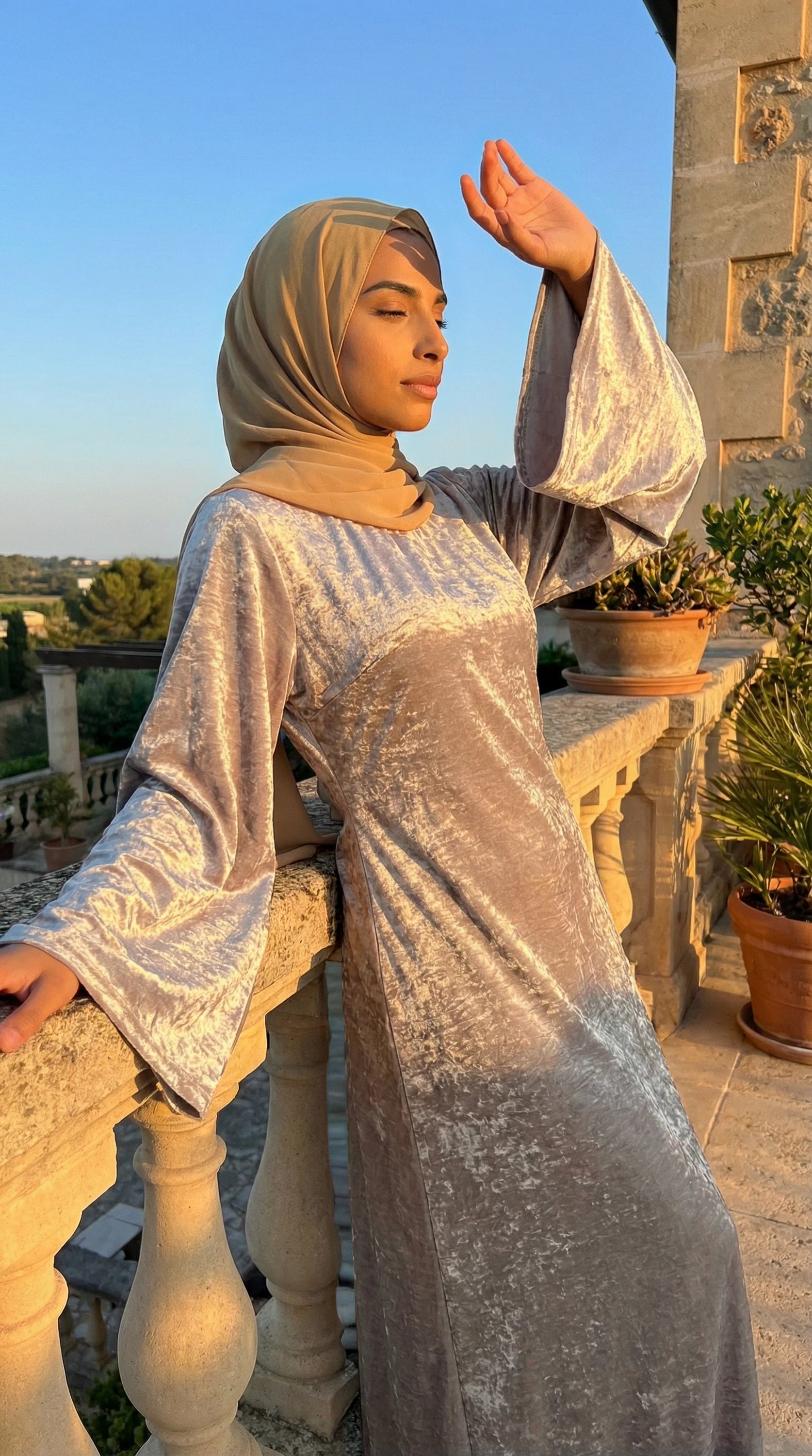 GALA-LUXE™ Satin Veil Sleeve Abaya