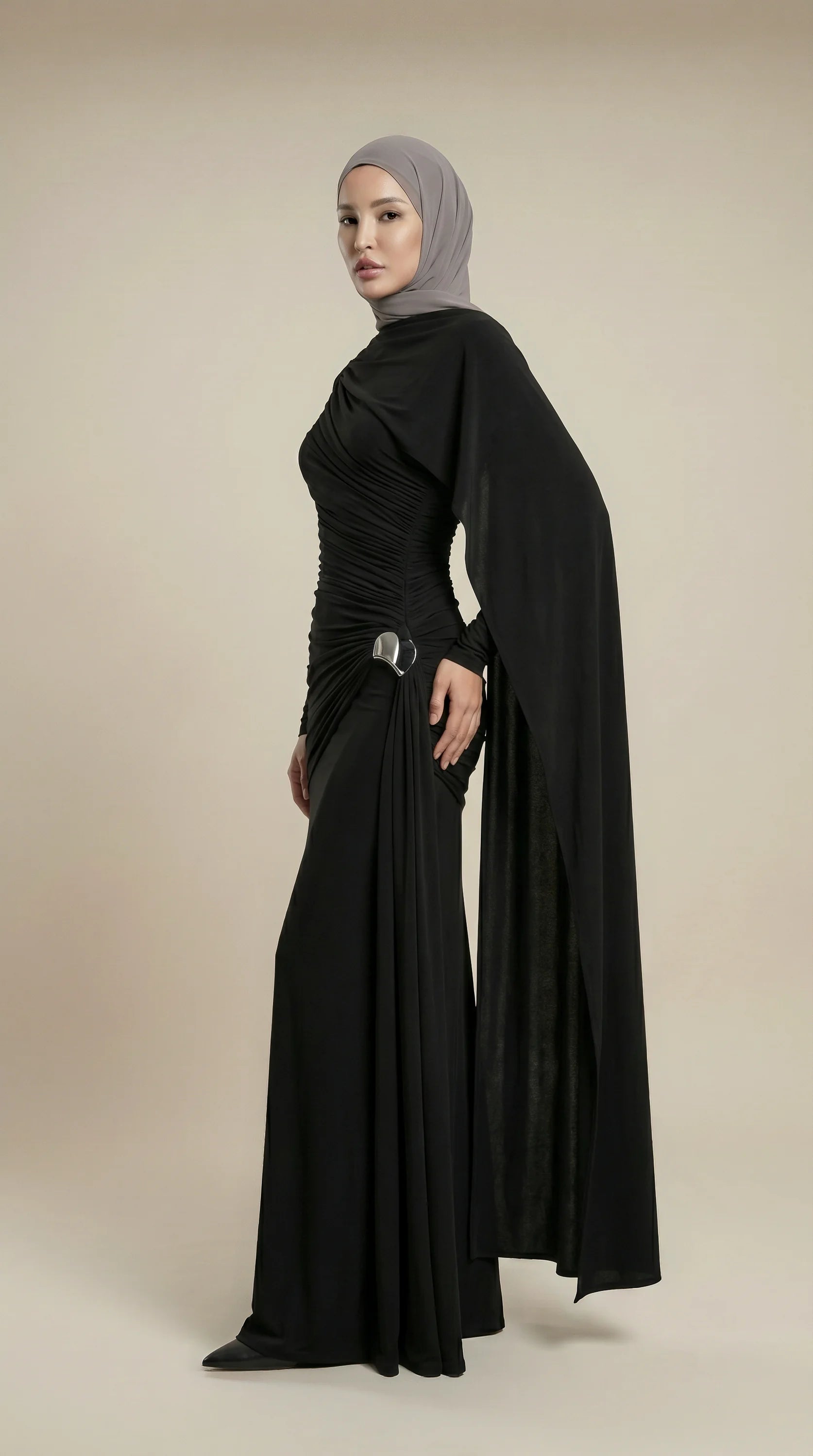 GALA-LUXE™ Sculpted Drape Abaya