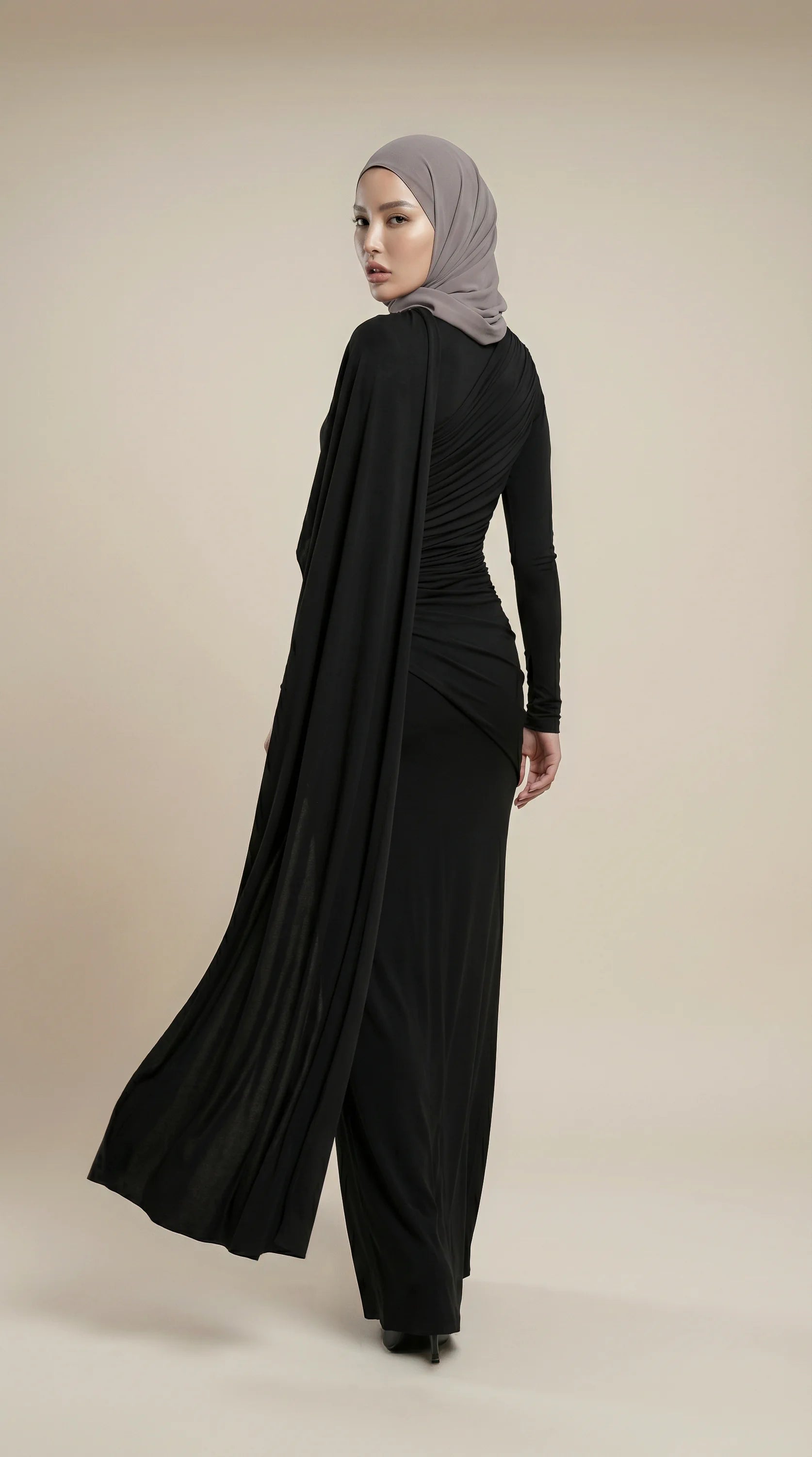 GALA-LUXE™ Sculpted Drape Abaya