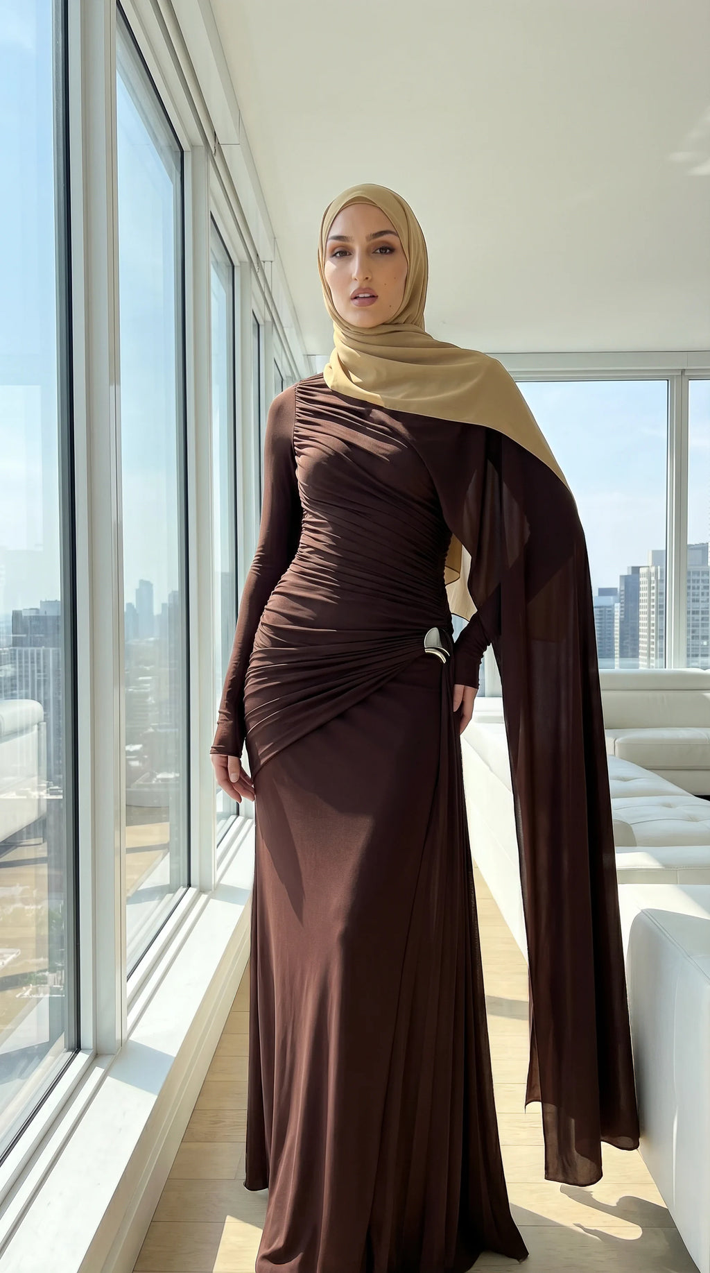 GALA-LUXE™ Sculpted Drape Abaya