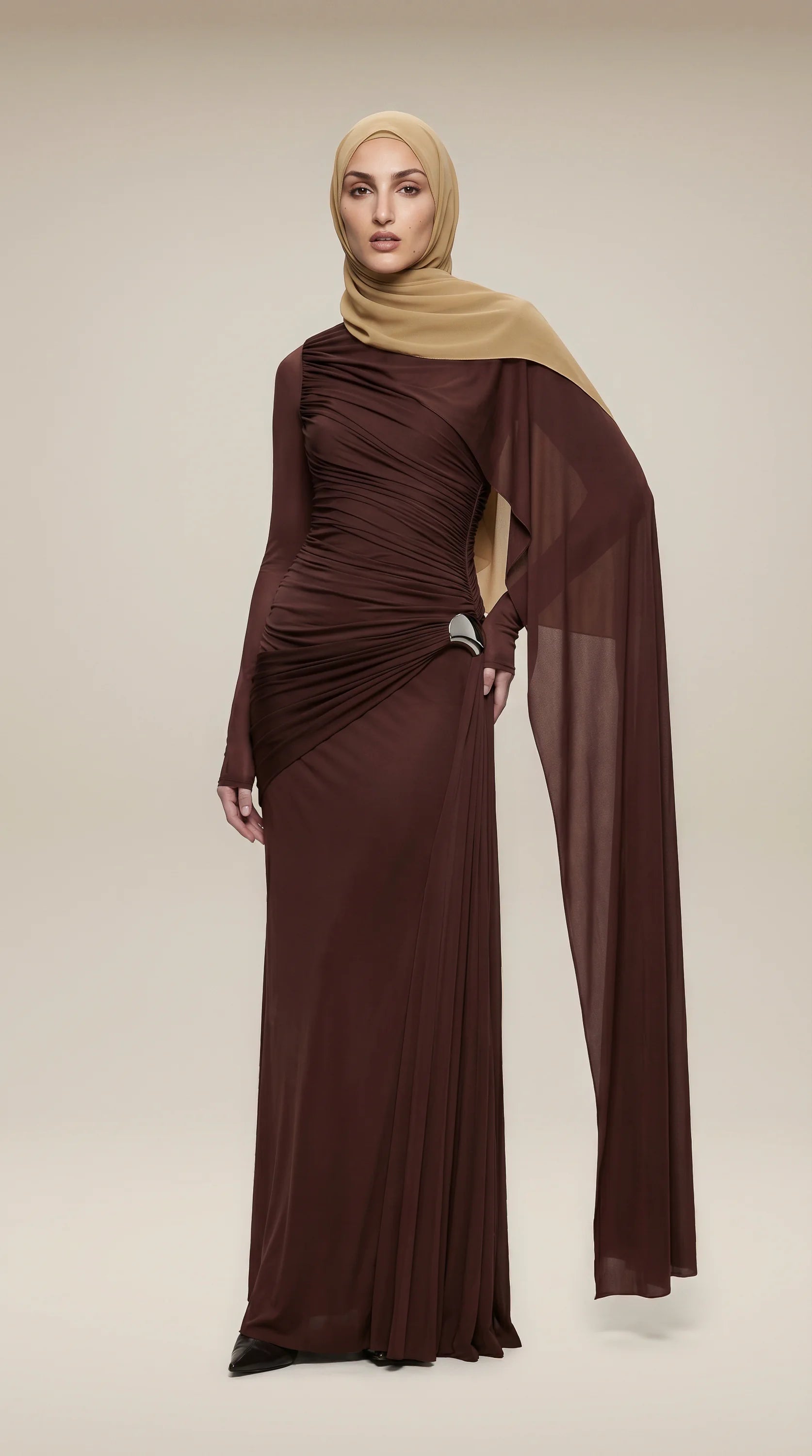 GALA-LUXE™ Sculpted Drape Abaya