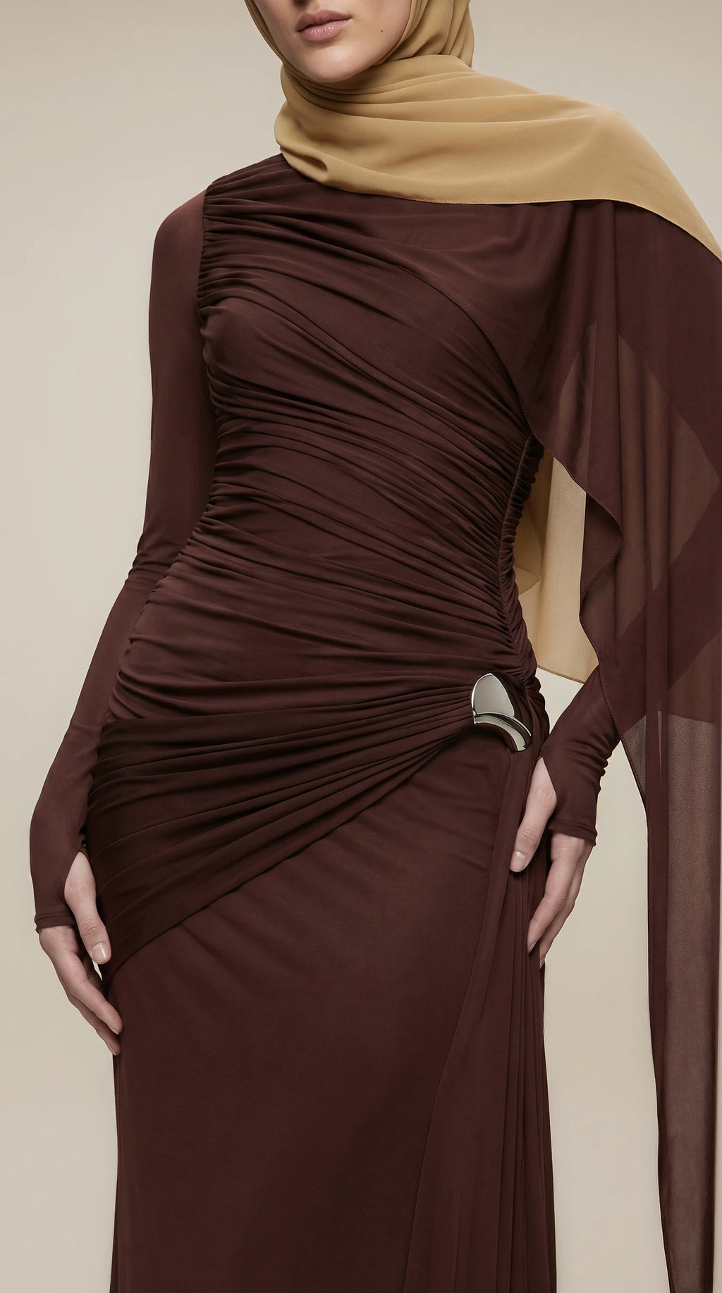 GALA-LUXE™ Sculpted Drape Abaya