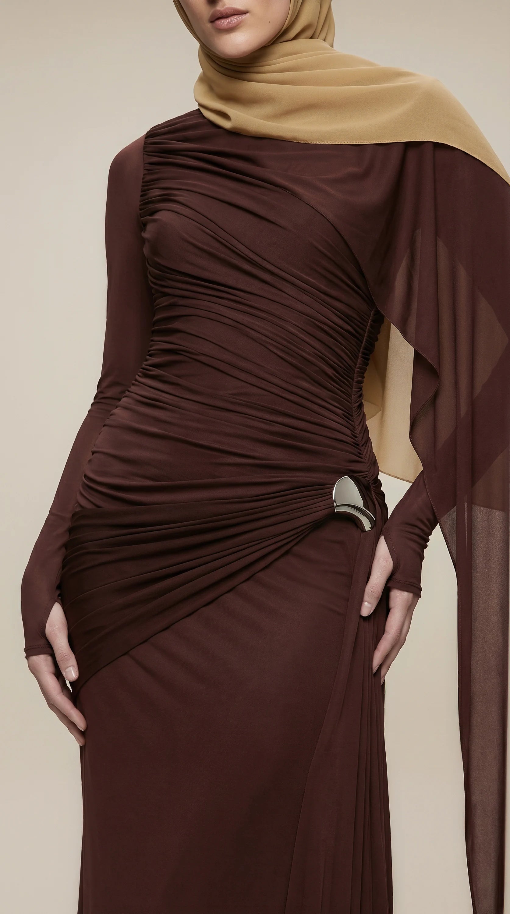 GALA-LUXE™ Sculpted Drape Abaya