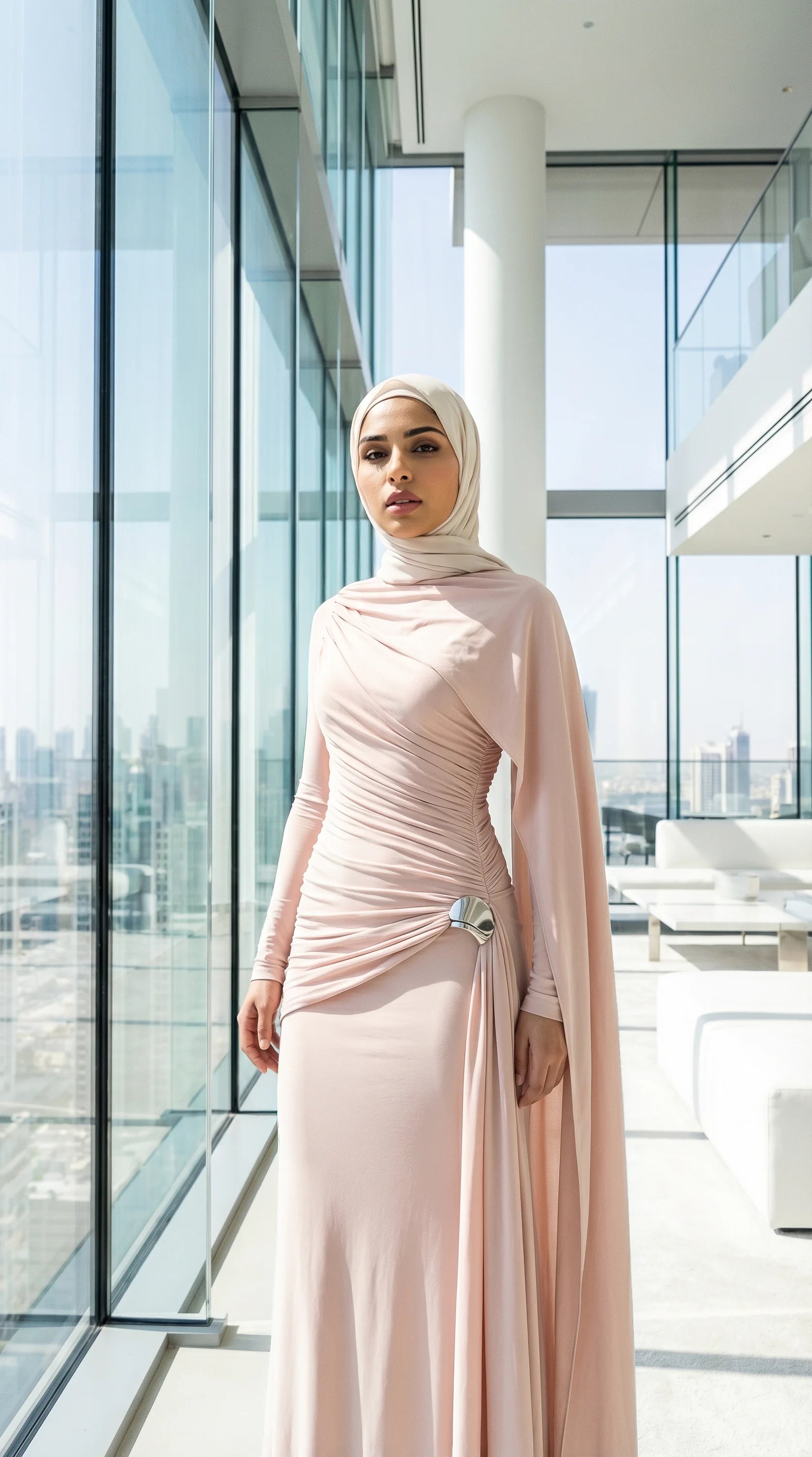 GALA-LUXE™ Sculpted Drape Abaya