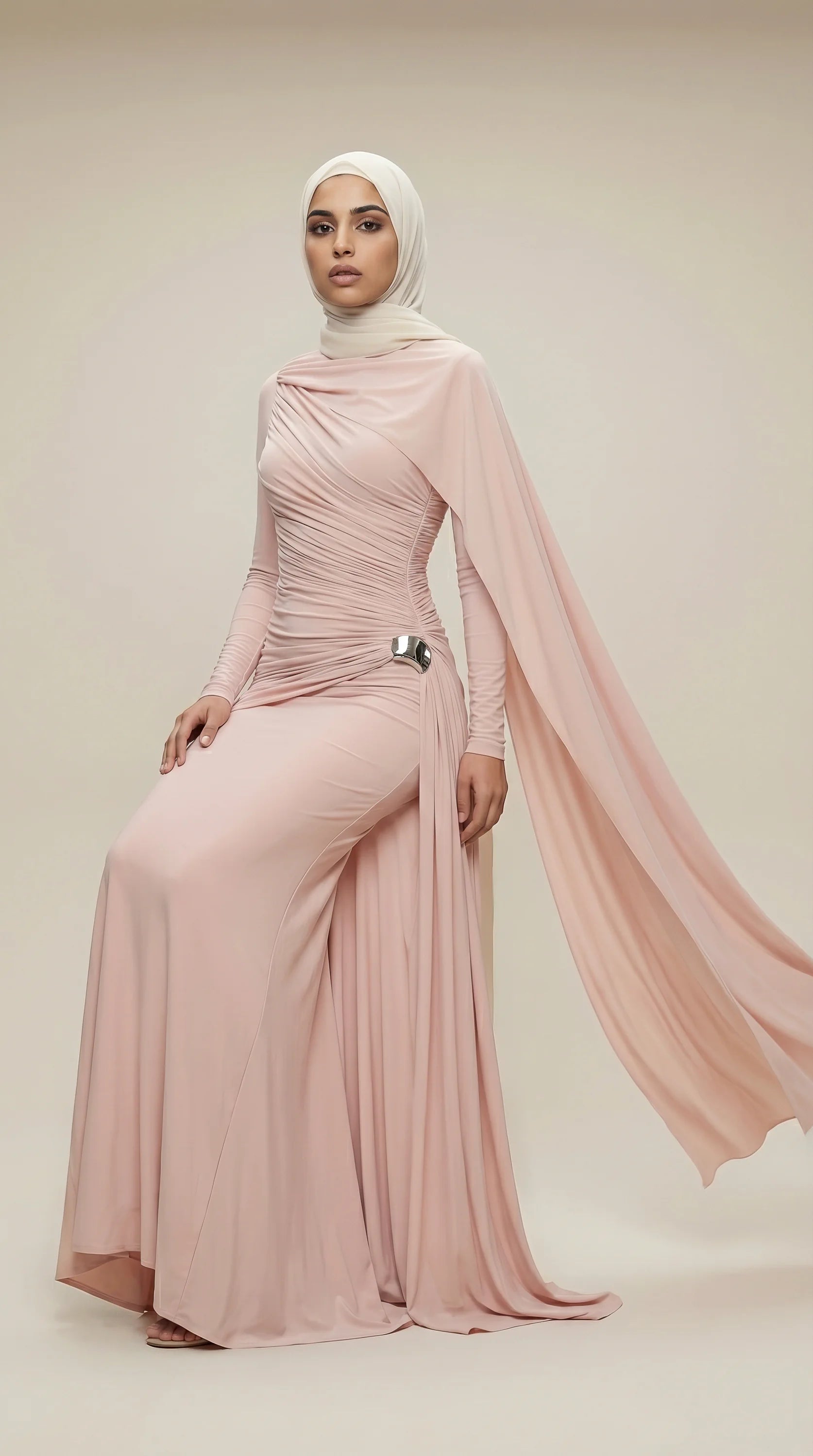 GALA-LUXE™ Sculpted Drape Abaya