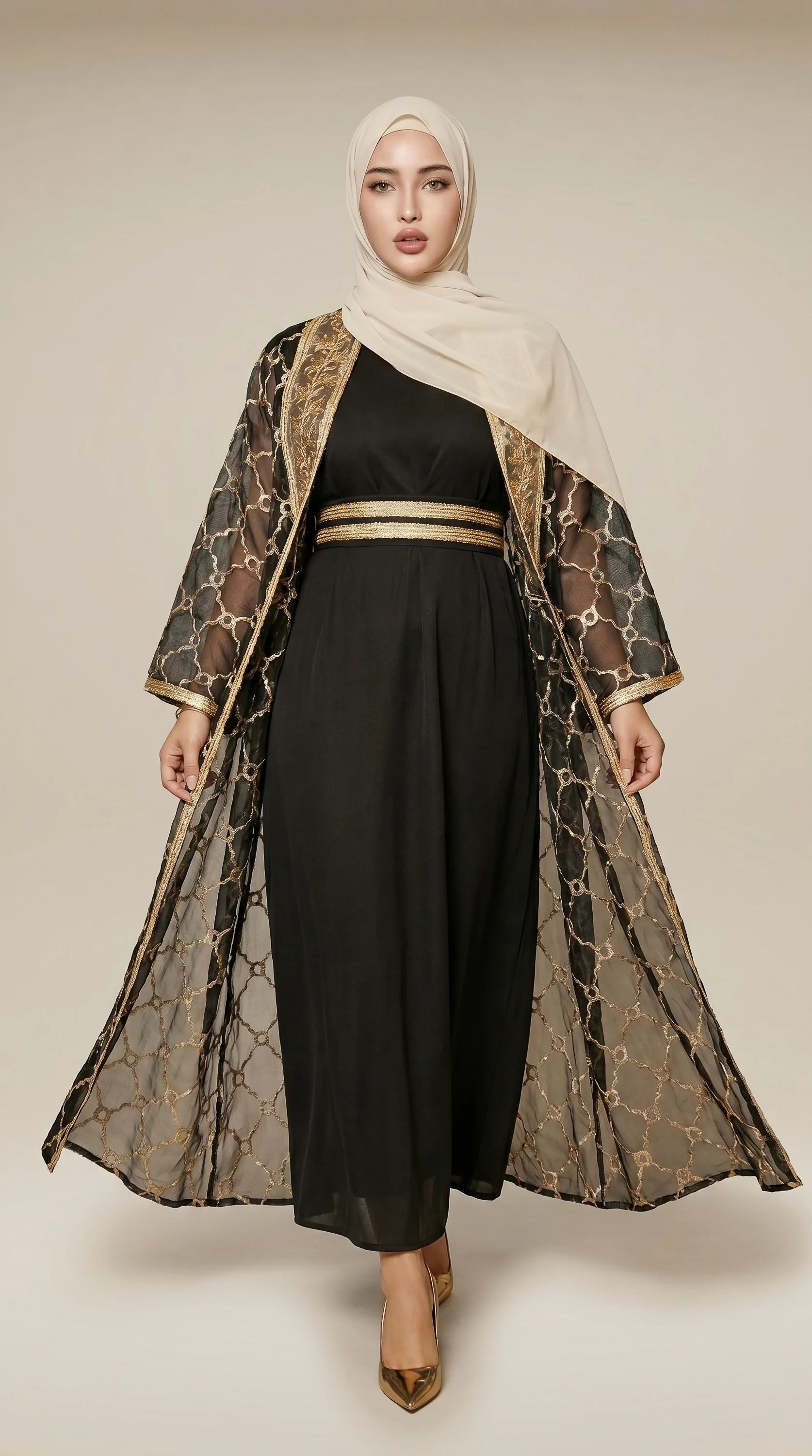 KIMONO-LITE™ Mosaic Trim Abaya Set