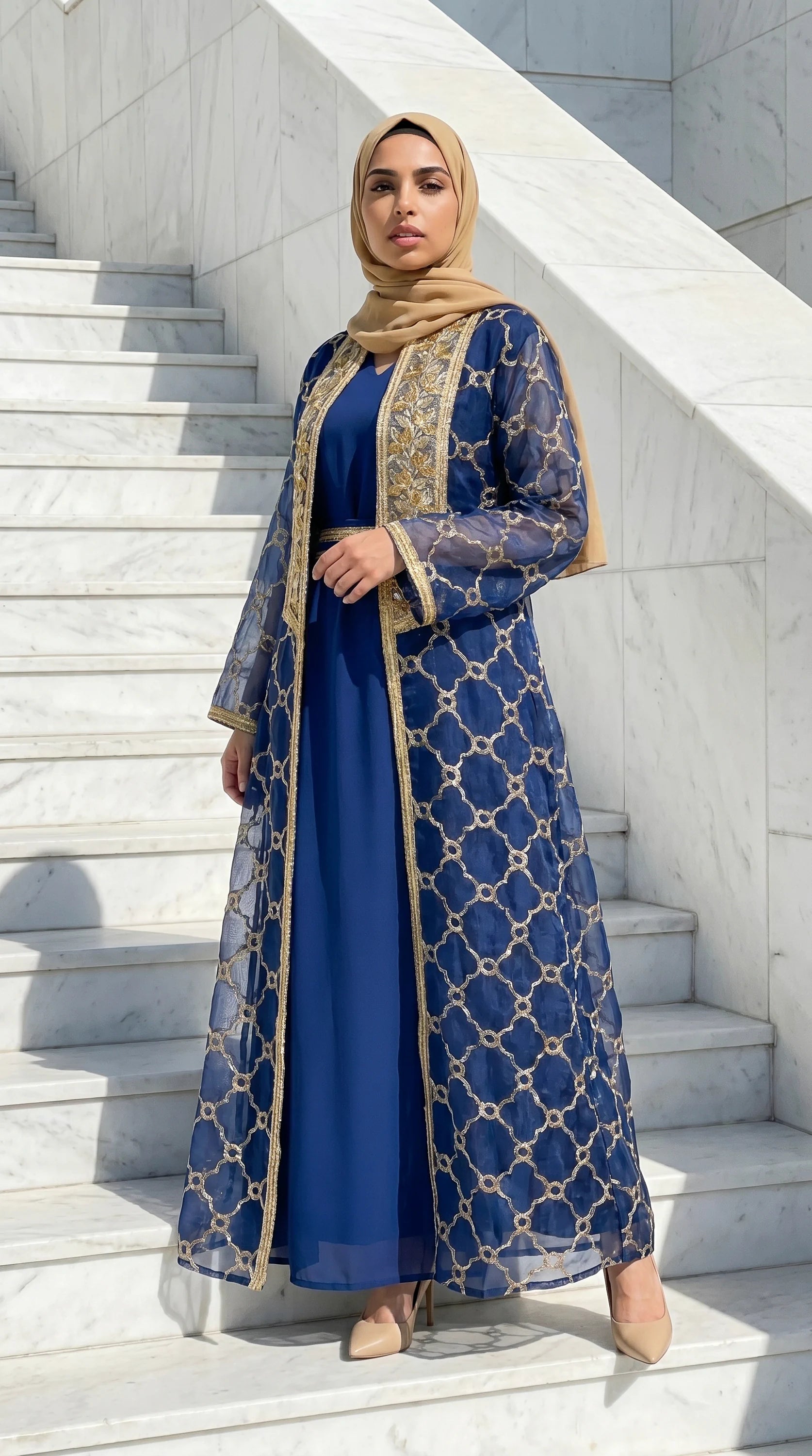 KIMONO-LITE™ Mosaic Trim Abaya Set
