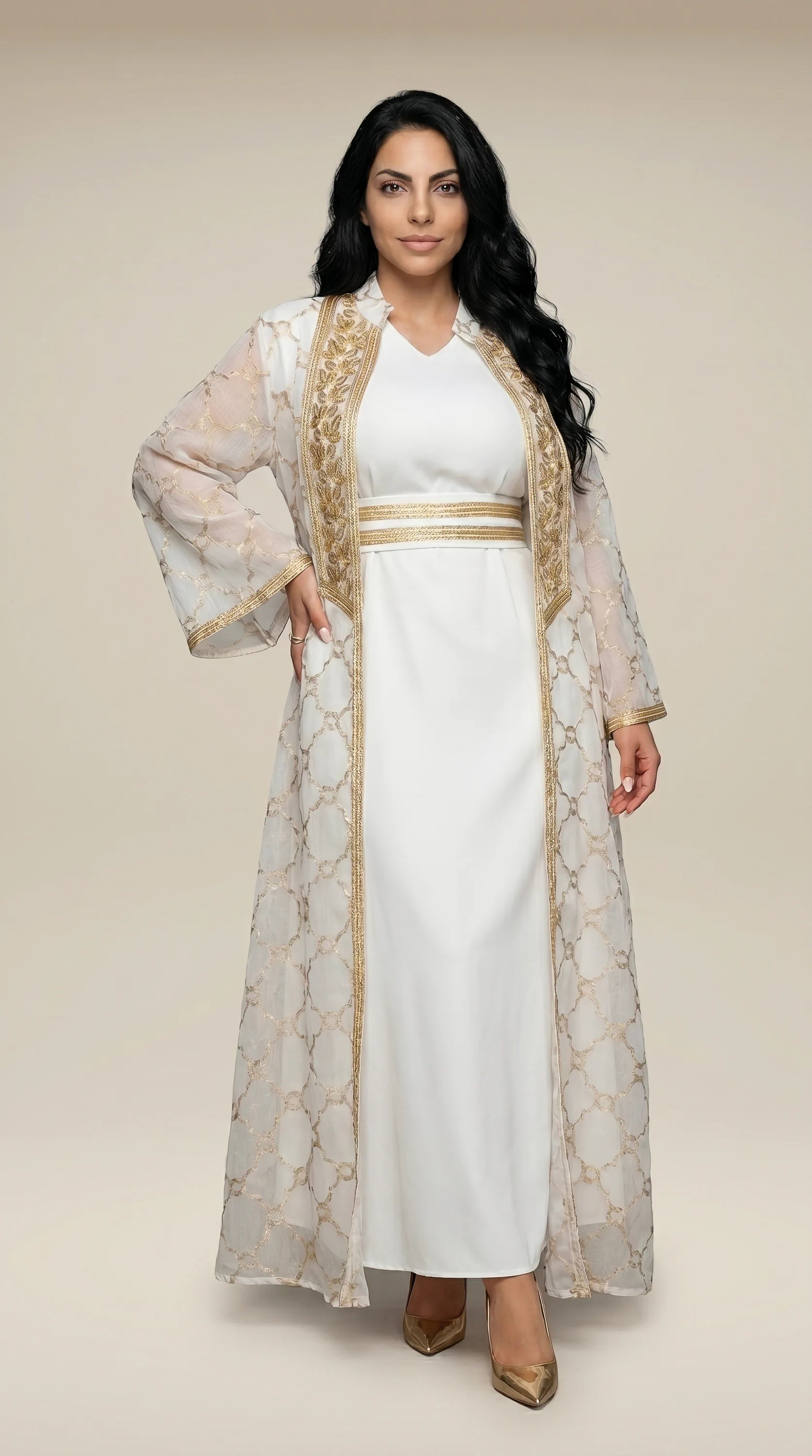KIMONO-LITE™ Mosaic Trim Abaya Set