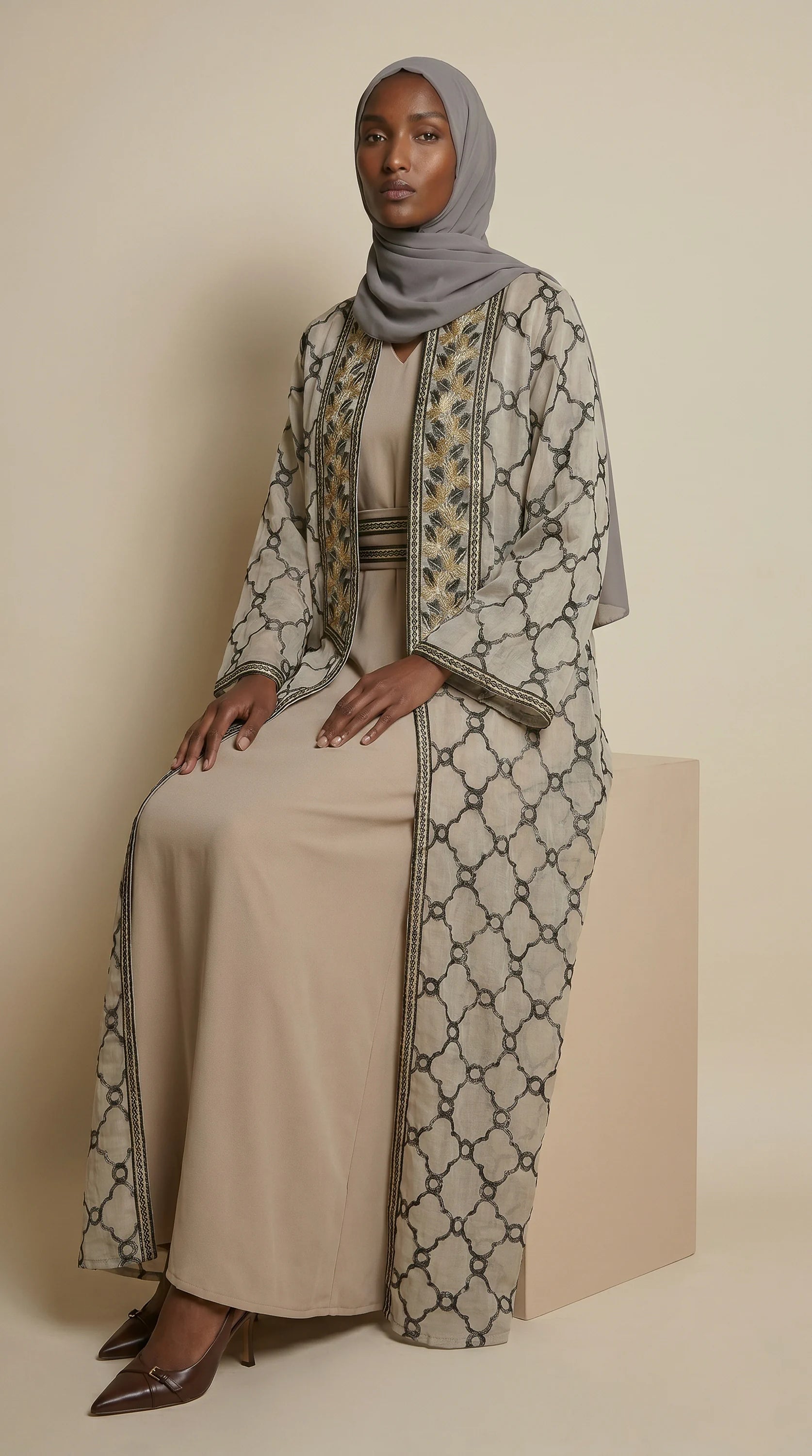 KIMONO-LITE™ Mosaic Trim Abaya Set