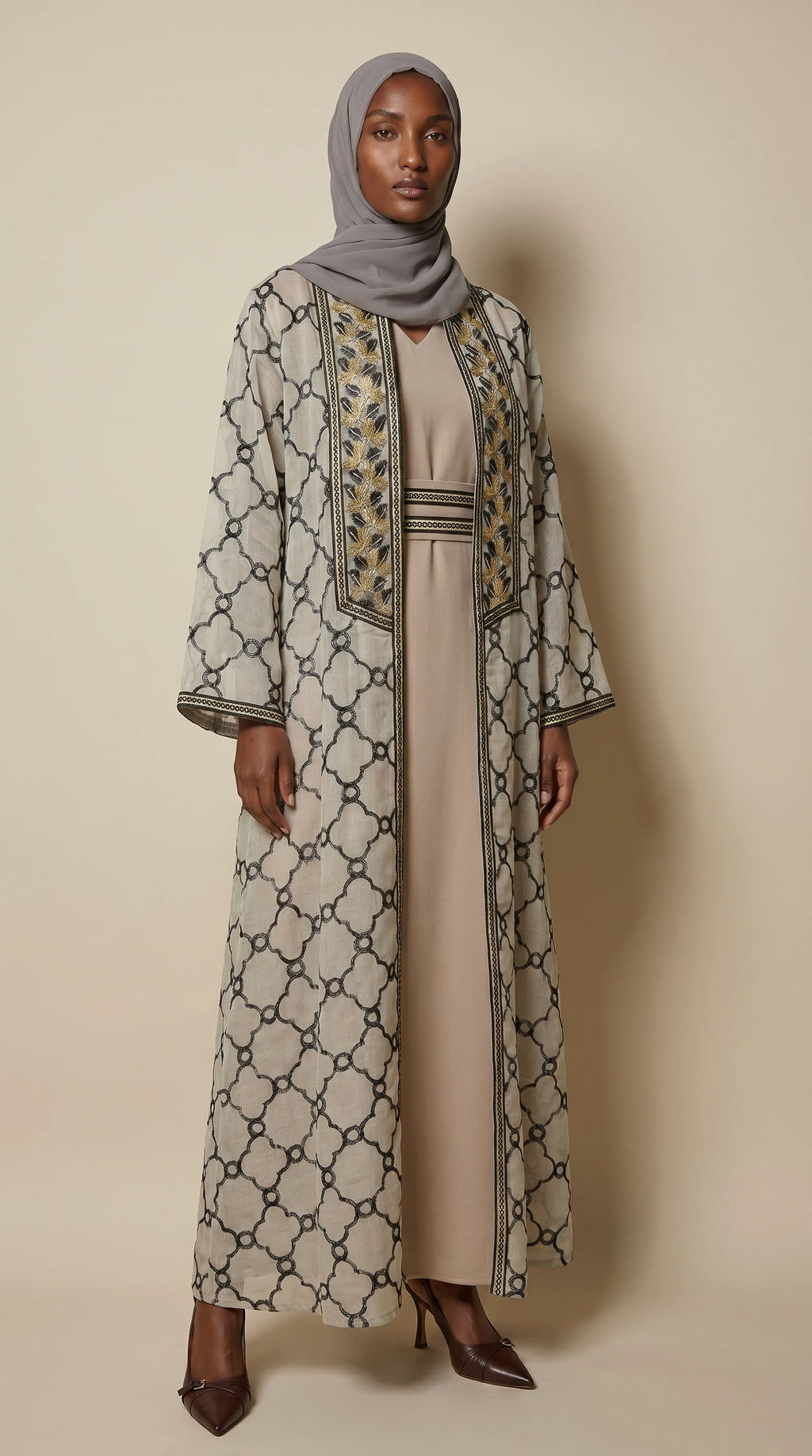 KIMONO-LITE™ Mosaic Trim Abaya Set