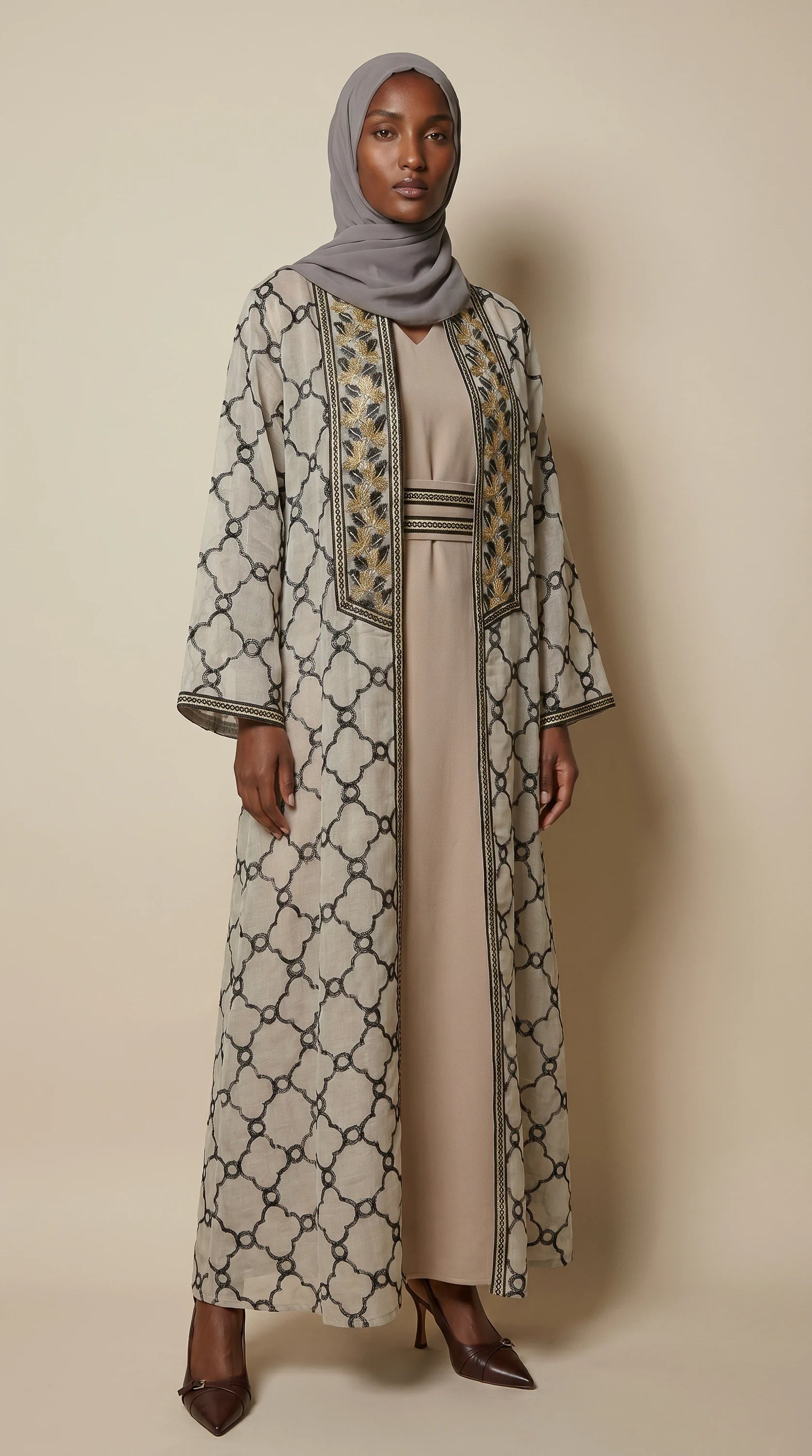 KIMONO-LITE™ Mosaic Trim Abaya Set